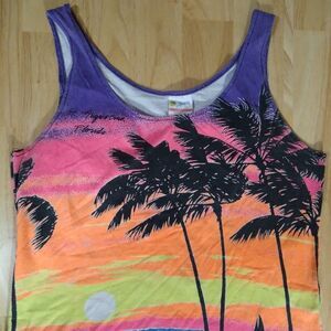 Vintage Lifestyle Sunset Beach Palm Trees Florida AOP Tank Top